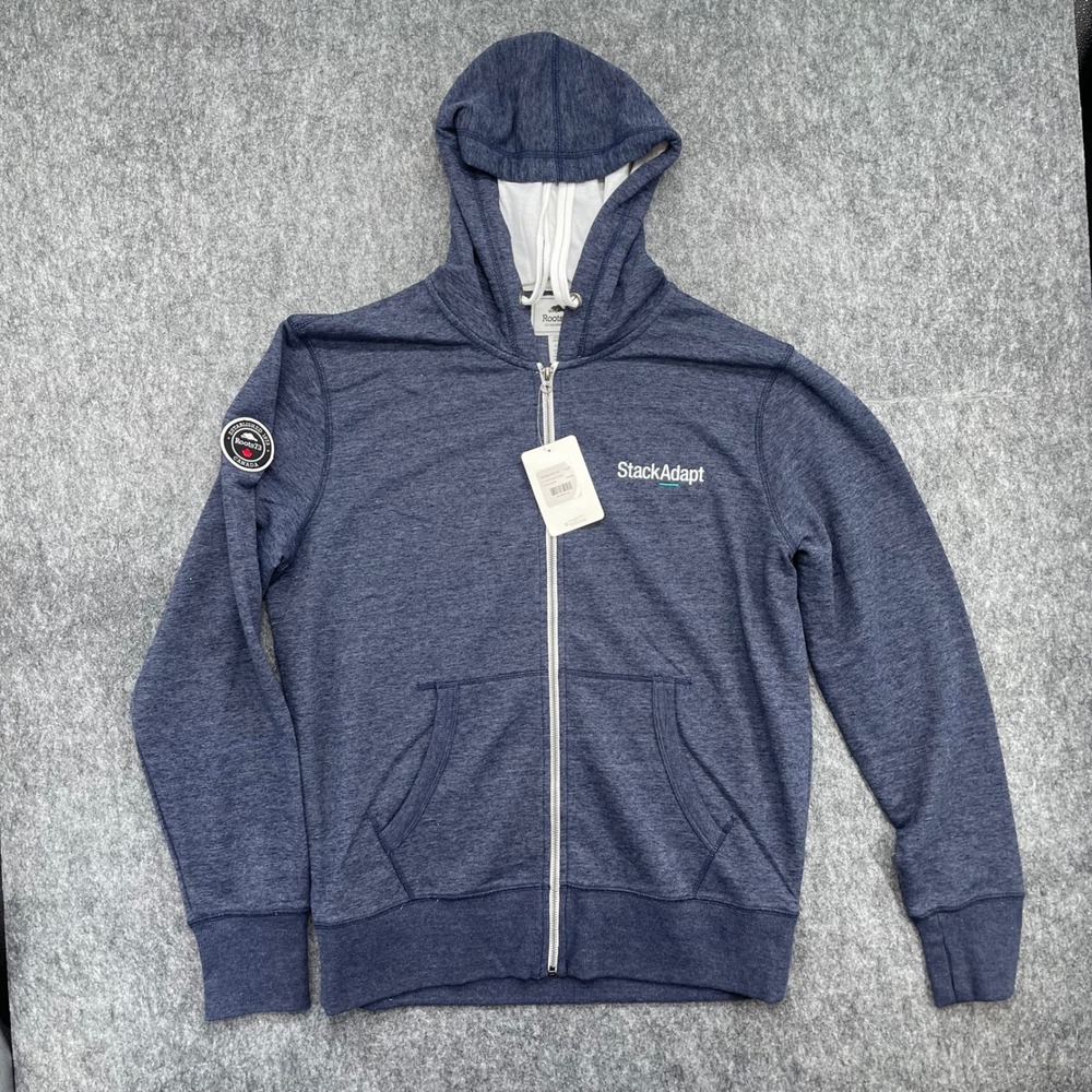 Roots 73 Sandylake Hoodie Mens Large Blue Heather StackAdapt Logo Full Zip